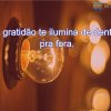 A gratidão te ilumina de dentro pra fora.