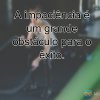 A impaciência é um grande obstáculo para o êxito.